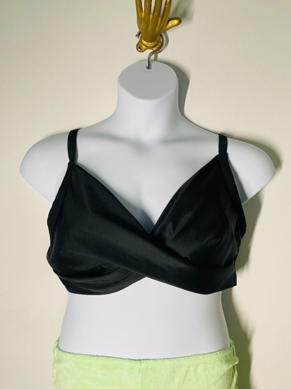 Black Wrap Style 1X Bikini Top With Adjustable Straps & Back Band - Womens Swimw